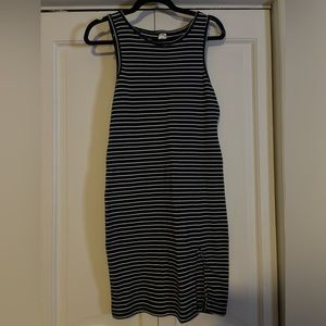 Navy blue and white stripe dress